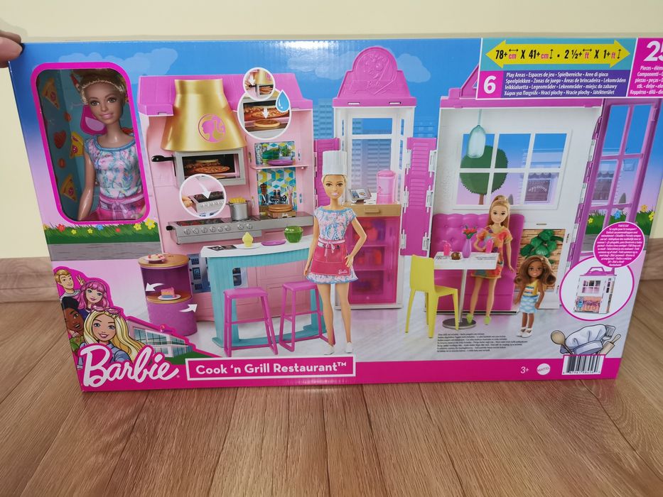 Barbie restauracja walizka domek duży zestaw składany lalka akcesoria