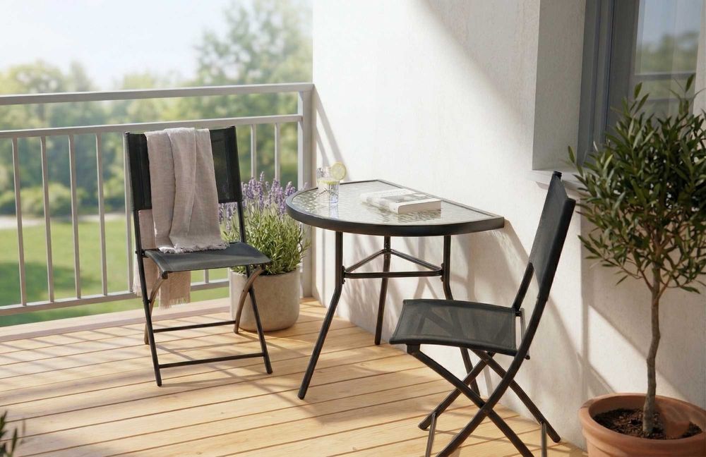 DZIŚ! Zestaw Mebli Ogrodowych Mebli Balkonowych – 2x krzesło + Stolik