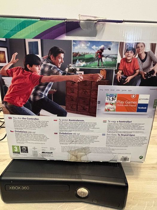 Zestaw Xbox 360 SLIM S Dysk 250GB + Kinect + 2 Pady + 6 Gier Oryginalny Karton Polska Dystrybucja Super stan