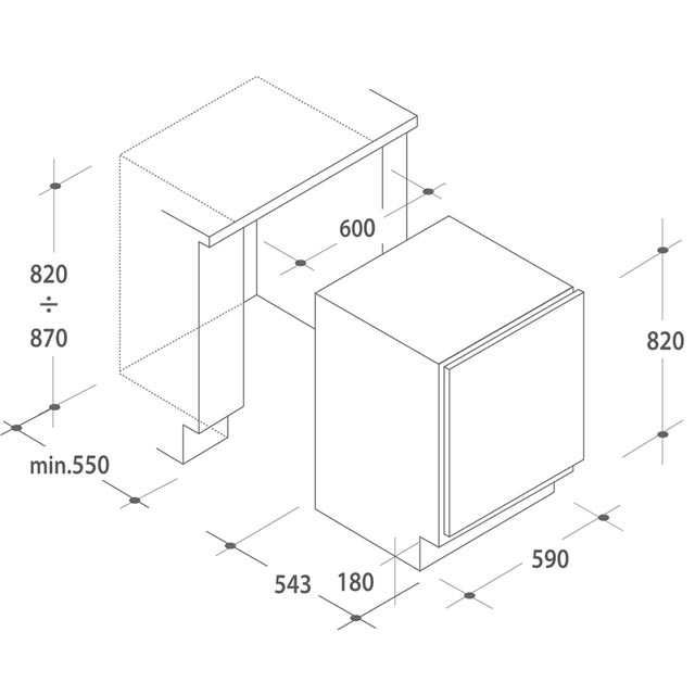 Frigorífico Mini Bar Encastre CANDY CRU 164 NE (111 L - Branco)