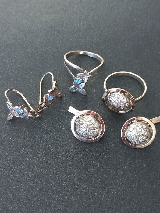 Серьги и кольцо серебро 925проба