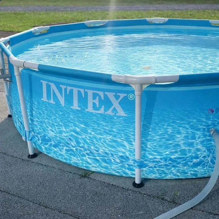 Каркасний басейн Intex 28206 / 28208 (305×76 см) круглий  морський принт Metal Frame басейн 3 м сімейний для дачі