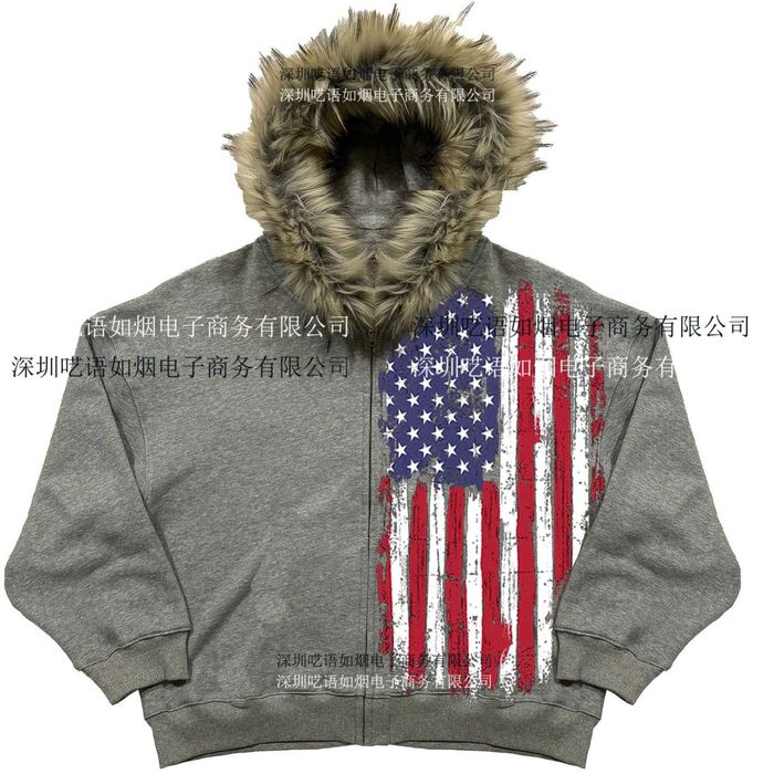 Zip-Hoodie USA archive, opium, distressed, Зипка с меховым