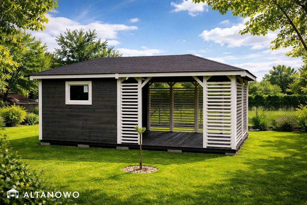 Drewniany domek ogrodowy z altaną letniskowy 3x6 bez pozwolenia | rod