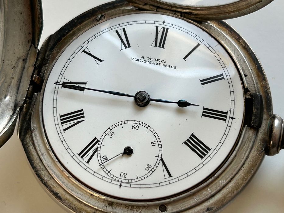 Zegarek kieszonkowy Waltham Srebrny Bardzo duży , super stan !! Unikat