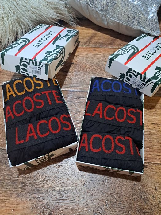 Bokserki męskie Lacoste 3szt pudełko prezent bawełna xl 2xl nowe