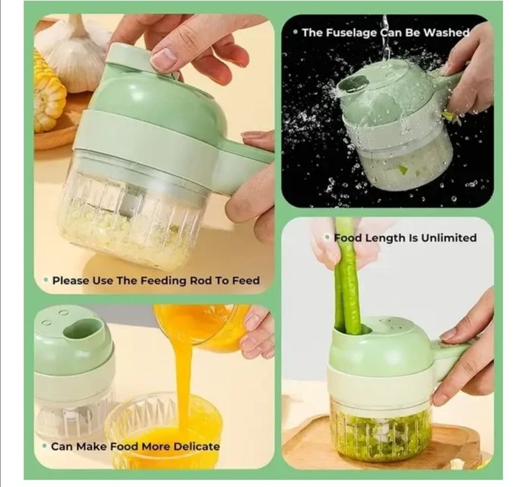 Бездротовий  ручний кухонний комбайн 4в1 подрібнювач для овочів