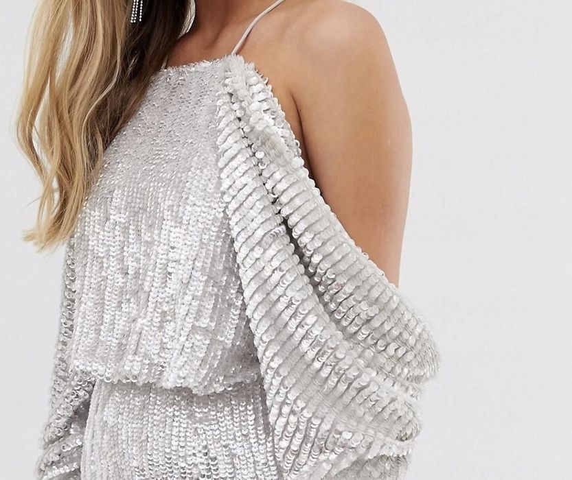 Asos okazja sukienka drapowana cekiny 36