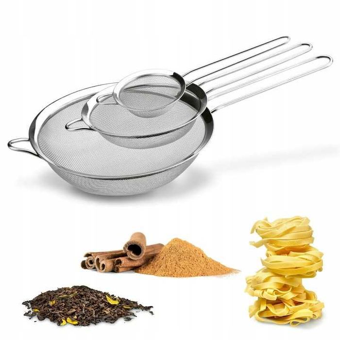 Stalowe kuchenne sitka sitko cedzak durszlak ociekacz zestaw 3 szt #93