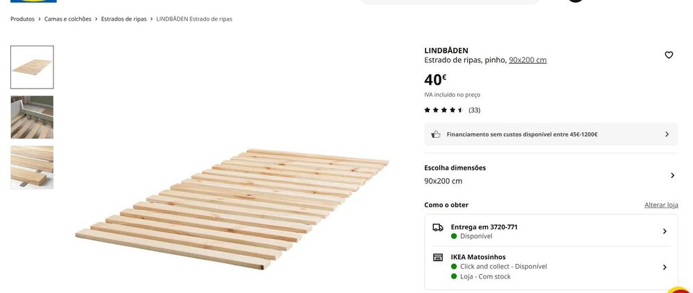 estrutura de cama, pinho 90x200 + estrado de ripas, pinho