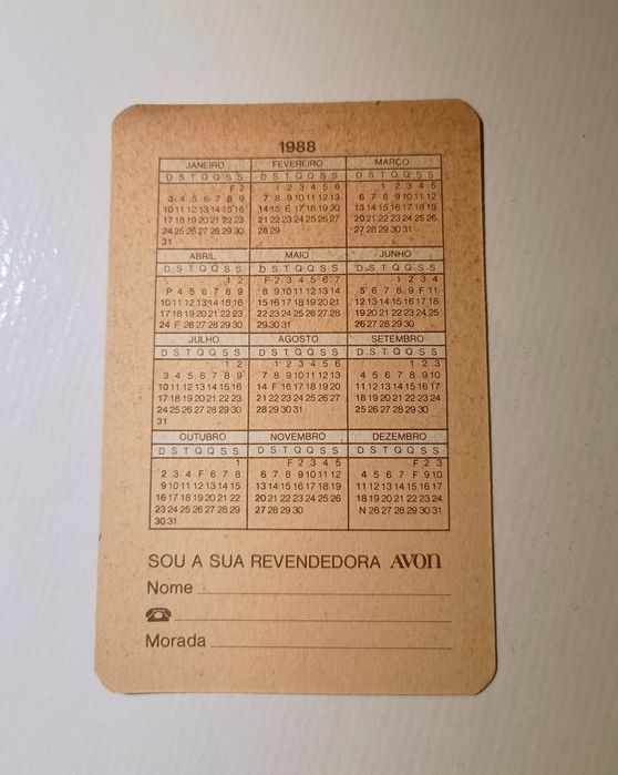 Calendário Publicitário Avon 1988