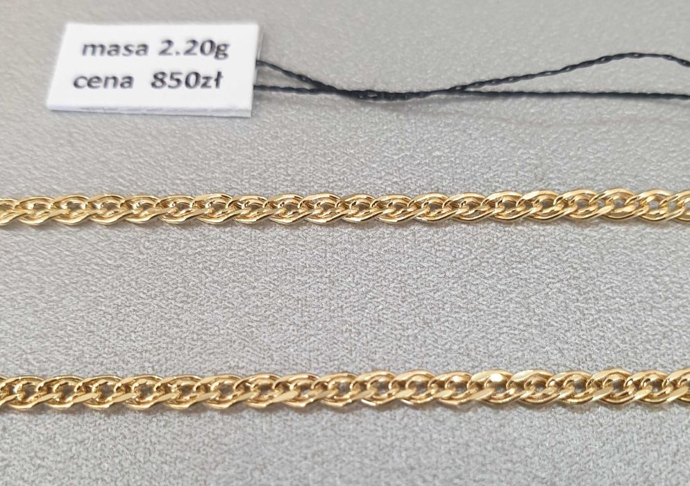 Złoty łańcuszek pr.585 waga 2.20 g dł.45cm nowy