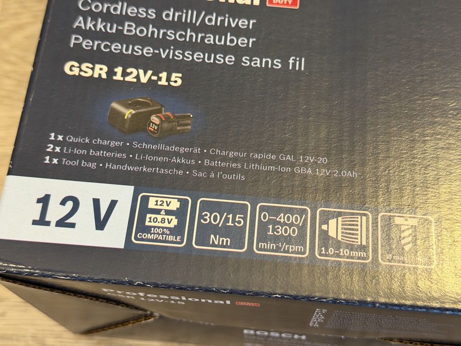 Wkretarka Bosch GSR 12V-15 nowa, komplet