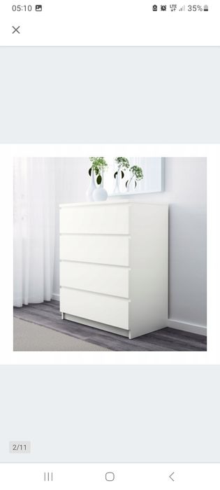 Komoda Malm Ikea 80x100 biała 4 szuflady