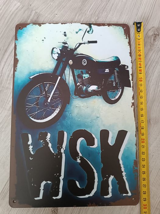 Metalowy plakat dekoracyjny – motocykl WSK (styl retro)