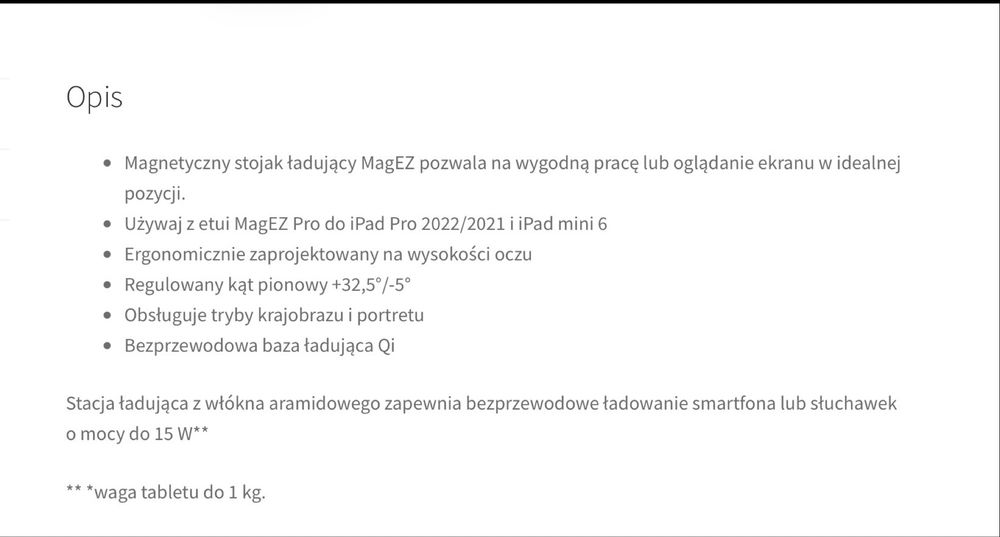 PITAKA  MagEZ Stand stjak tablet ładowarka indukcyjna