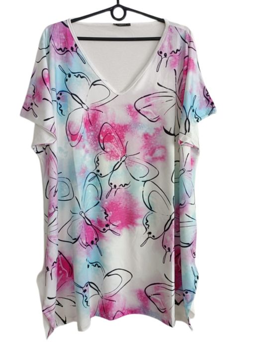 Bluzka plus size tunika 50/52/54/56 duży rozmiar luźna motyle