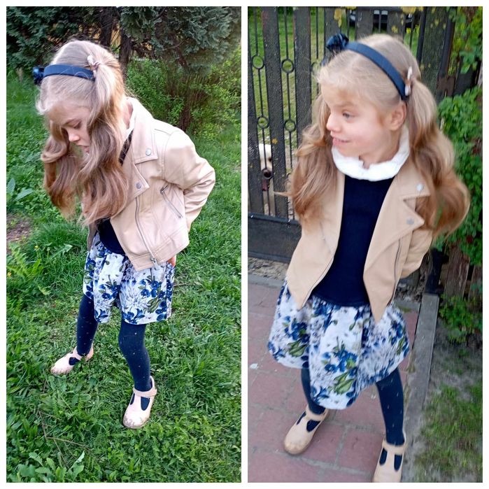 RESERVED 116r kurtka skórzana dla dziewczynki w kolorze kawy z mlekiem