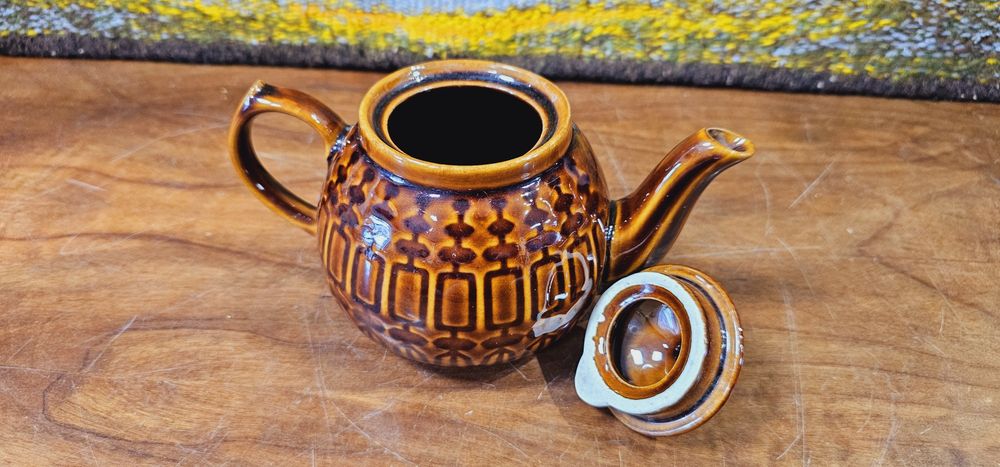 Ceramiczny czajniczek Pruszków, wzór aztecki, mały