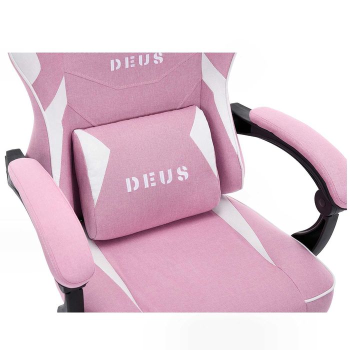Fotel gamingowy DEUS EDGE Tkanina: Różowy must-have każdej streamerki