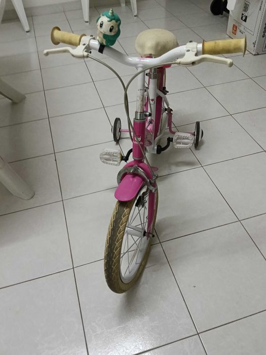 Bicicleta de Criança Hello Kitty 16" – Com Rodinhas e Buzina Unicórnio