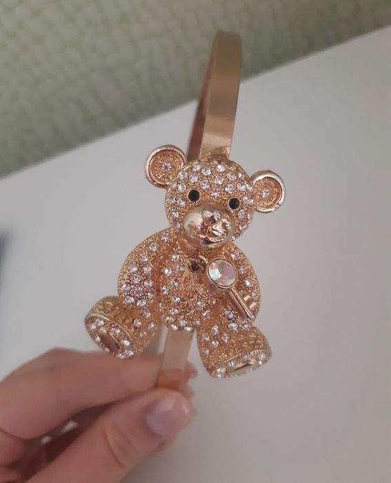Обруч с медведем, камни Swarovski