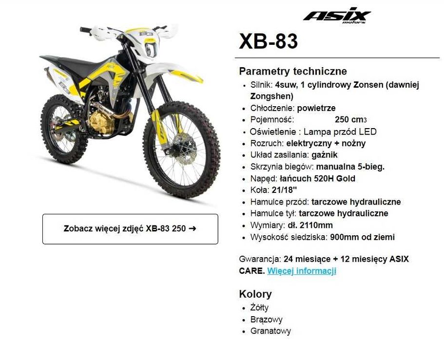 ASIX XB-83 250cc ! CROSS ! Gwarancja ! Raty ! NOWY !