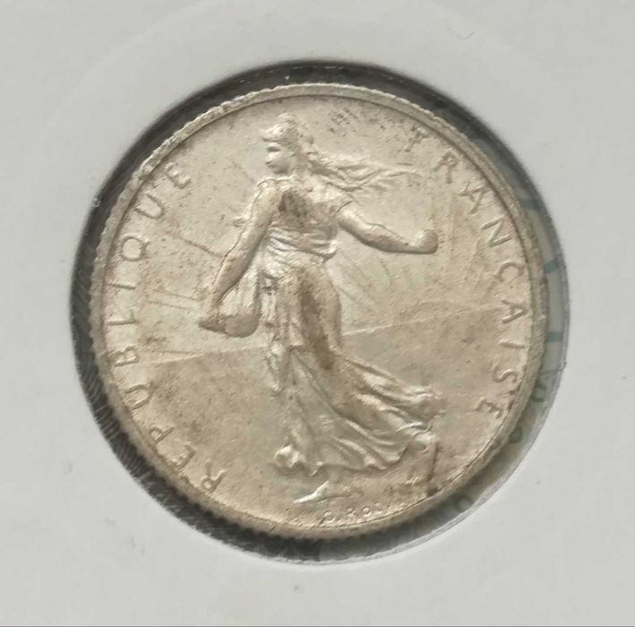 Monety srebrne zestaw 3 sztuk 1 frank Francja i Belgia srebro.