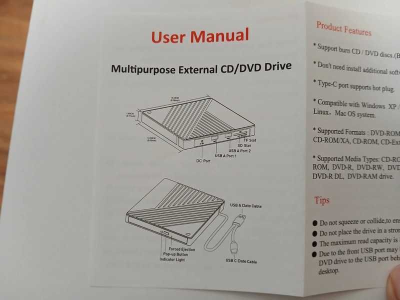 Napęd DVD zewnętrzna TY1978 z USB i czytnikiem kart pamięci