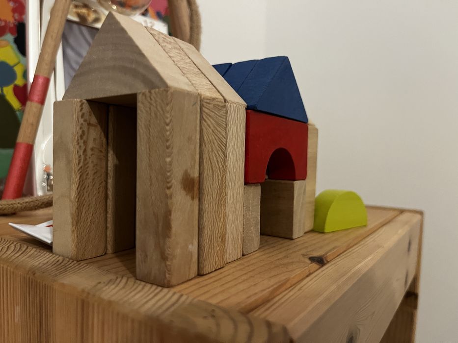 Conjunto blocos construcao em madeira para criar - brinquedo infantil