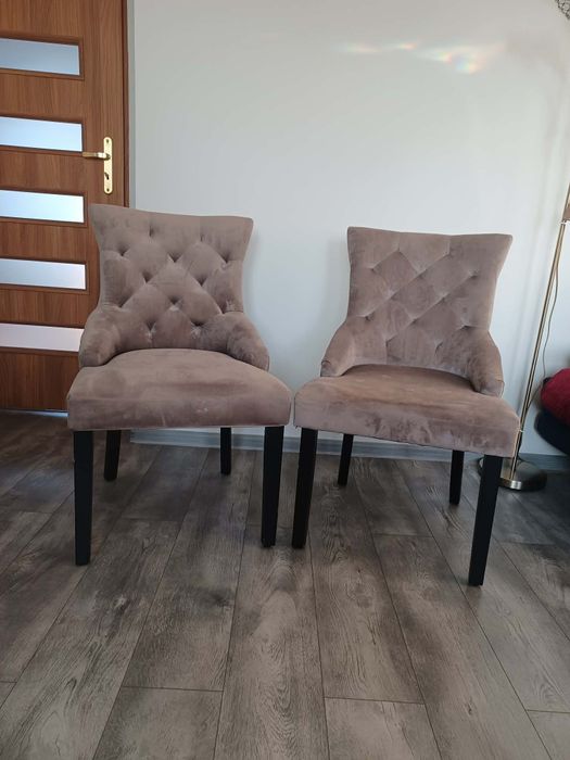 2 krzesła glamour welurowe