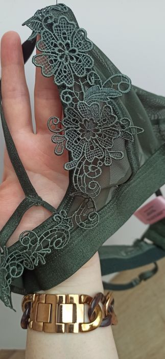 hunkemöller XS miękki koronka stanik biustonosz zielony