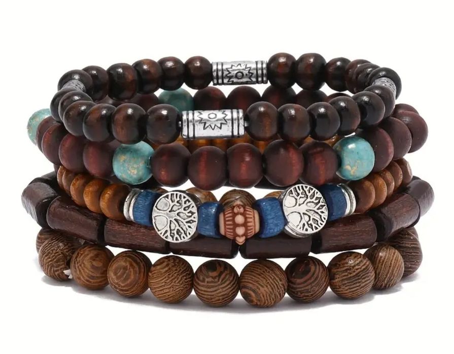 Bransoletka boho drewniana 5sztuk