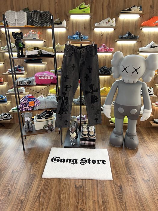 Джинси CHROME HEARTS Big Cross Patch Logo Grey