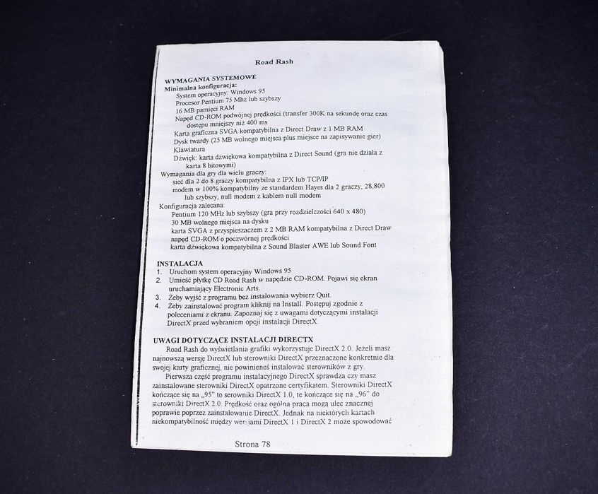Instrukcja z Gry # Road Rash