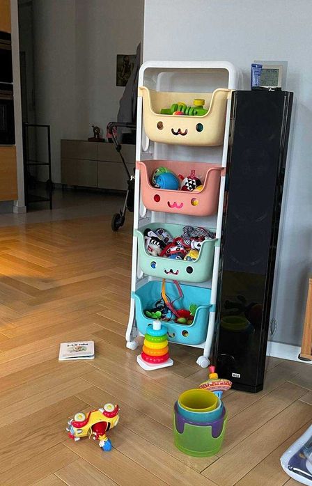 Regał Dziecięcy Na Kółkach Z Pojemnikami Kolorowy Organizer