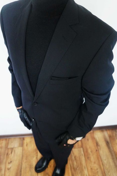 Lagerfeld garnitur męski 50/M-L czarny głęboki 97% wełna Lanificio