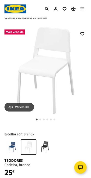 2 Cadeiras IKEA – Modelo TEODORES – Perfeitas – 14€ cada