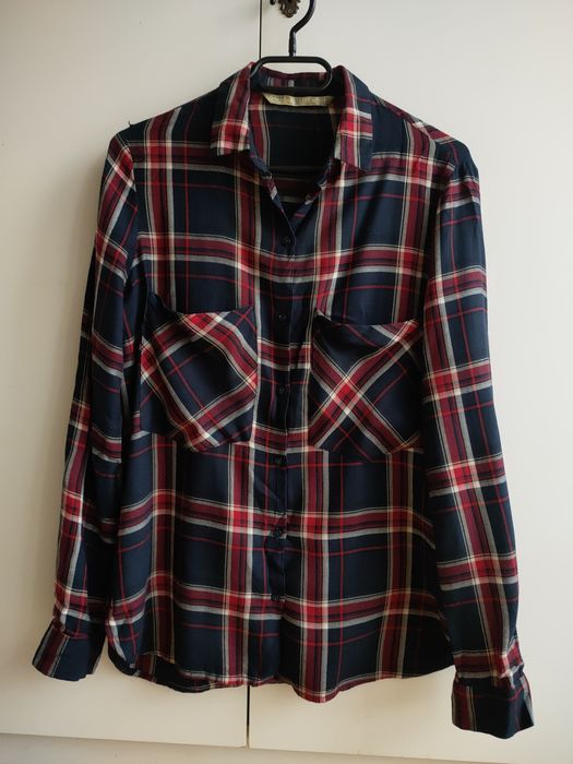 Damska granatowa koszula w kratkę w kratę Zara 34 XS