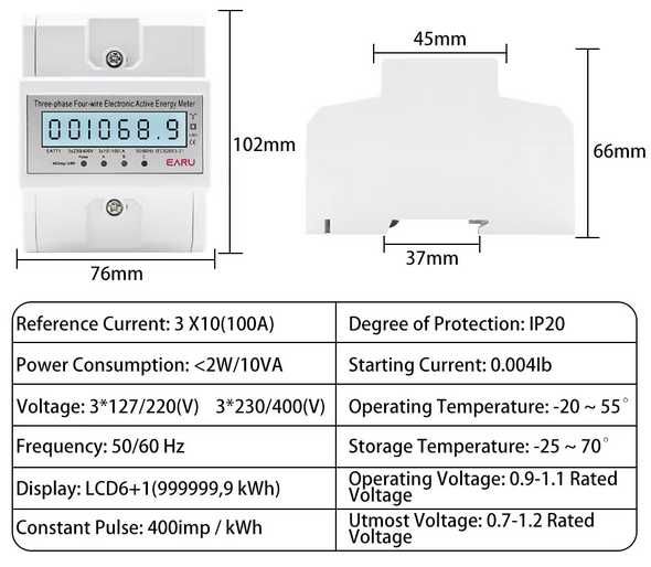 Contador para Quadro Eletrico - Condominios - AC 230-380V TRIFASICO