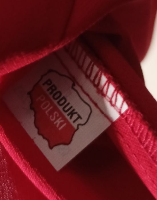 XS S M oversize czerwona bluzka koszula stójka bufiaste rękawy klasa