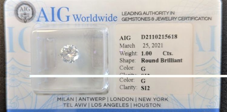 Diamante 1 Quilate com certificado AIG