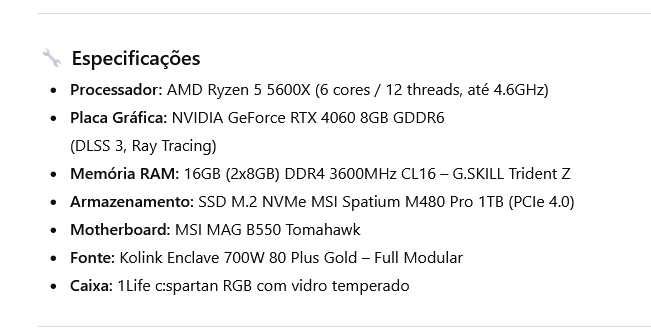 PC Gamer de Alto Desempenho – RTX 4060 | Ryzen 5 5600X