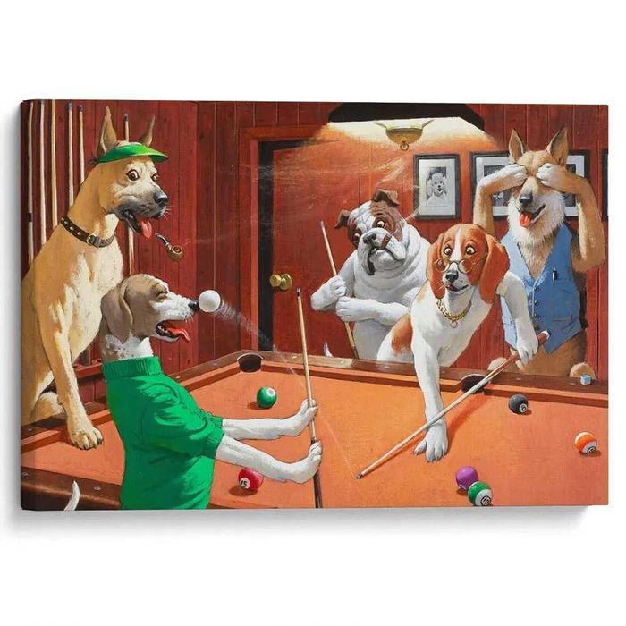 Картина Собаки играют в бильярд, холст