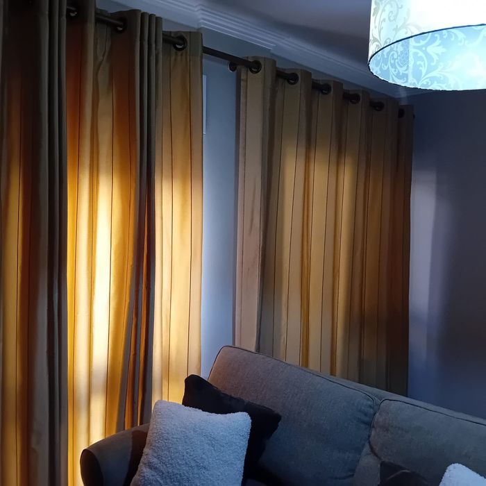 Excelentes Cortinados, shatung de seda cor grão Sala