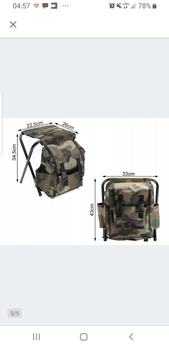 Krzesełko turystyczne wędkarskie 3w1