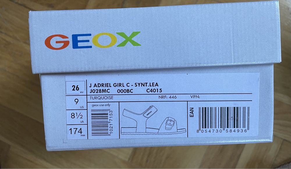 Niebieskie/turkusowe sandałki Geox r.26 dla dziewczynki