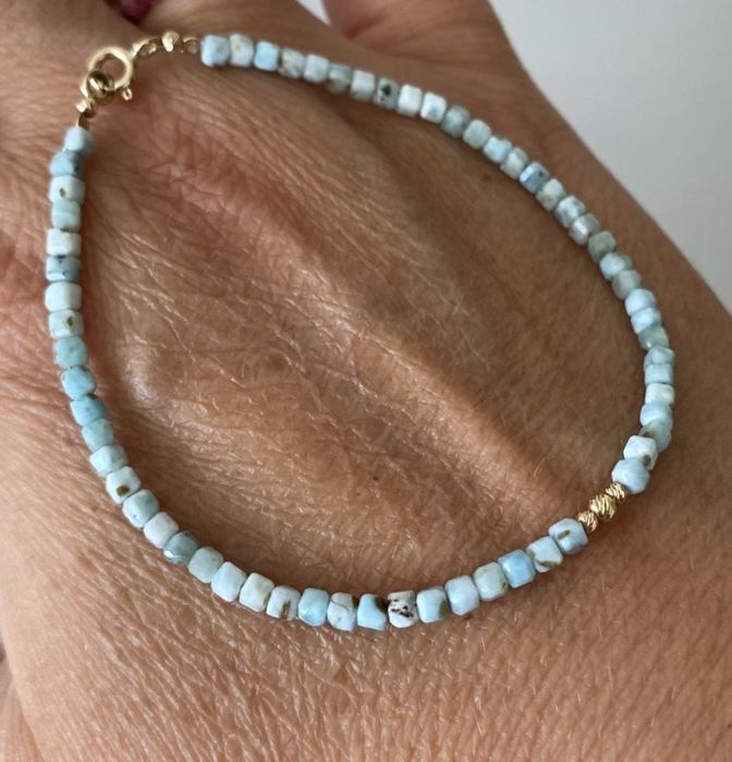 Larimar, bransoletka z larimaru , zloto 375, larimary