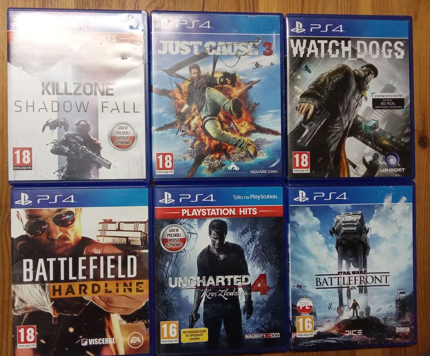 6x GRY na PS4 - Uncharted, Just cause, Killzone - CENA ZA KOMPLET
