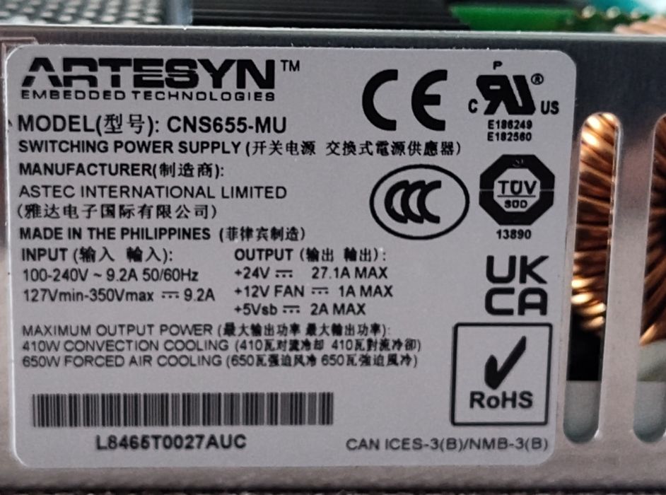 24V 27А Artesyn Power Supply блок живлення 650 Вт новий